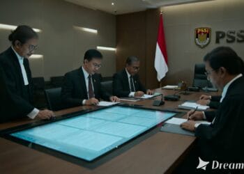 Ilustrasi tim hukum PSSI sedang menganalisis dokumen legalitas pemain.