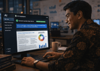 Infografis trik rangkai dokumen kerja sangat cepat yang menampilkan pekerja menerapkan jurus susun laporan kantor hitungan detik.