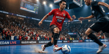 Pemain Timnas Futsal Indonesia saat berlaga di Kejuaraan ASEAN Futsal 2026 melawan Brunei Darussalam.