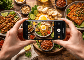 Menerapkan tips foto makanan estetik viral menggunakan smartphone untuk hasil konten yang profesional.