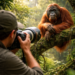 Penerapan tips fotografi orangutan secara etis untuk mendapatkan hasil foto yang berkualitas tinggi.