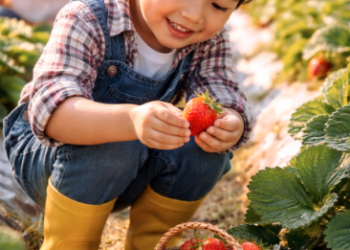 Kegiatan seru membawa anak ke kebun stroberi Berastagi untuk belajar tentang pertanian secara langsung.