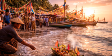 Pelaksanaan ritual adat sebagai bentuk pelestarian budaya kampung nelayan di pesisir Nusantara.