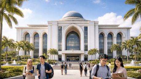 Foto gedung institusi pendidikan Kota Medan megah memancarkan aura sukses seleksi penuntut ilmu.