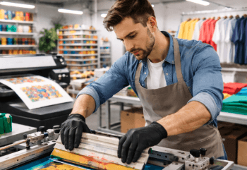 Proses cetak berkualitas tinggi pada salah satu vendor sablon kaos di Medan untuk standar distro.