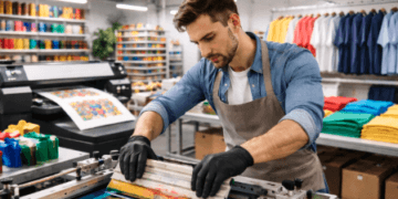 Proses cetak berkualitas tinggi pada salah satu vendor sablon kaos di Medan untuk standar distro.