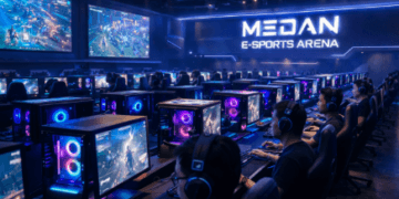Suasana interior Warnet Gaming Medan yang kini tampil sangat mewah dengan perangkat komputer spesifikasi rata kanan untuk atlet e-sports profesional.