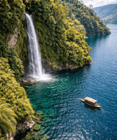 Keindahan air terjun Situmurun yang menjadi salah satu wisata alternatif Danau Toba yang sangat eksotis.