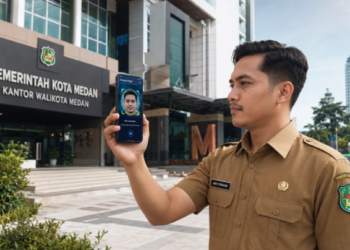 Penerapan sistem Absensi ASN Medan berbasis biometrik untuk menjamin keakuratan data kehadiran dan meningkatkan kedisiplinan aparatur pimpinan.