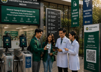 Optimalisasi fungsi Apotek Kampus Medan melalui penyediaan sistem pembayaran pendaftaran e-registrasi maba elektronik guna meningkatkan efisiensi tata kelola penyediaan sarana unit layanan farmasi obat mahasiswa higienis di kawasan lingkungan perguruan tinggi pimpinan.