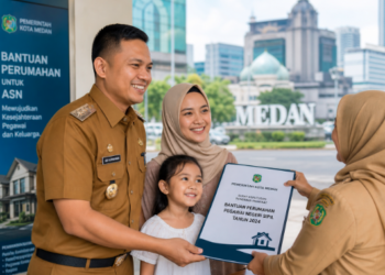 Visualisasi peningkatan Benefit ASN Medan yang mencakup jaminan hari tua dan perlindungan kesehatan bagi seluruh pegawai beserta keluarga pimpinan.
