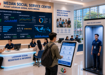 Dashboard interaktif Digitalisasi Pantauan Udara Medan yang menampilkan sistem pemantauan data atmosfer real-time untuk mendukung efisiensi lingkungan kota Medan.