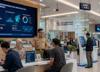 Dashboard interaktif Digitalisasi Data Kependudukan Medan yang menampilkan sistem pemantauan data sipil real-time untuk mendukung efisiensi kependudukan kota Medan.