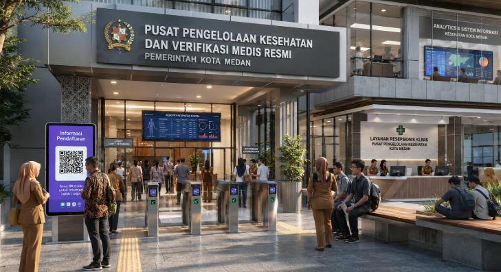 Optimalisasi fungsi Dinkes Kota Medan melalui penyediaan sistem pembayaran pendaftaran e-registrasi maba elektronik guna meningkatkan efisiensi tata kelola penyediaan sarana unit layanan distribusi kartu sehat publik dan akuntabilitas skema sehat pendaftaran berbasis sistem digital terpadu kampus mahasiswa di kawasan lingkungan instansi daerah pimpinan.