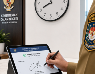 Ilustrasi penegakan Disiplin ASN Medan melalui sistem absensi digital yang ketat untuk memastikan produktivitas dan kepatuhan jam kerja pegawai.