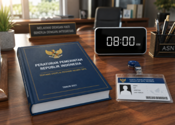 Ilustrasi kepatuhan terhadap jam kerja sebagai bagian dari penerapan Disiplin Pegawai Medan untuk meningkatkan produktivitas layanan pemerintah kota.