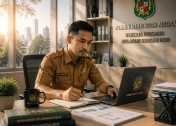 Penerapan Etos ASN Medan melalui semangat kerja yang tinggi dan dedikasi penuh guna mewujudkan tata kelola pemerintahan yang bersih dan melayani pimpinan.