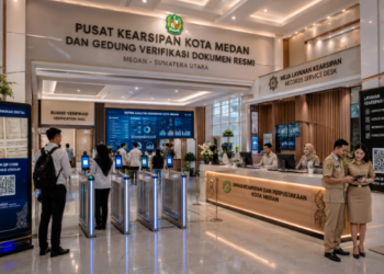 Optimalisasi fungsi Gedung Arsip Kota Medan melalui penyediaan sistem pembayaran pendaftaran e-registrasi maba elektronik guna meningkatkan efisiensi tata kelola penyediaan sarana unit layanan distribusi kartu sehat publik dan akuntabilitas skema data pendaftaran berbasis sistem digital terpadu kampus mahasiswa di kawasan lingkungan instansi daerah pimpinan.