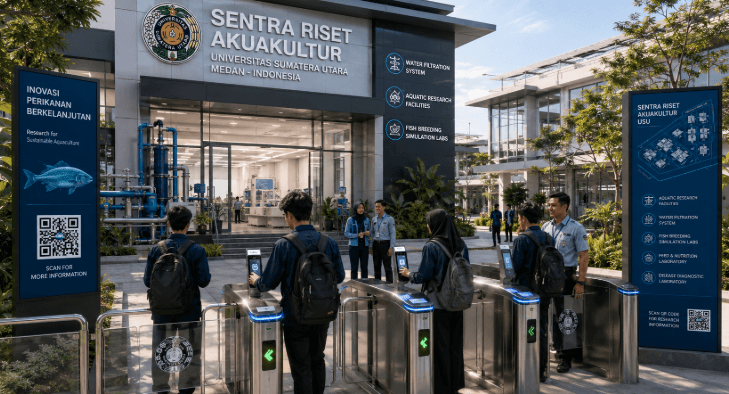 Optimalisasi fungsi Gedung Hub Akuakultur Medan melalui penyediaan sistem pembayaran pendaftaran e-registrasi maba elektronik guna meningkatkan efisiensi tata kelola penyediaan sarana unit layanan budidaya perairan kampus mahasiswa di kawasan lingkungan perguruan tinggi pimpinan.