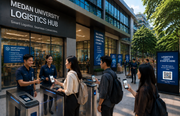 Optimalisasi fungsi Gedung Hub Logistik Medan melalui penyediaan sistem pembayaran pendaftaran e-registrasi maba elektronik guna meningkatkan efisiensi tata kelola penyediaan sarana unit layanan distribusi kampus mahasiswa di kawasan lingkungan perguruan tinggi pimpinan.