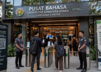 Optimalisasi fungsi Gedung Laboratorium Bahasa Medan melalui penyediaan sistem pembayaran pendaftaran e-registrasi maba elektronik guna meningkatkan efisiensi tata kelola penyediaan sarana unit layanan praktikum bahasa mahasiswa di kawasan lingkungan perguruan tinggi pimpinan.