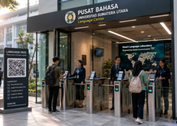 Optimalisasi fungsi Gedung Pusat Bahasa Medan melalui penyediaan sistem pembayaran pendaftaran e-registrasi maba elektronik guna meningkatkan efisiensi tata kelola penyediaan sarana unit layanan penerjemahan dokumen mahasiswa di kawasan lingkungan perguruan tinggi pimpinan.