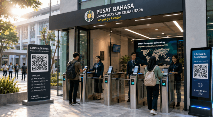 Optimalisasi fungsi Gedung Pusat Bahasa Medan melalui penyediaan sistem pembayaran pendaftaran e-registrasi maba elektronik guna meningkatkan efisiensi tata kelola penyediaan sarana unit layanan penerjemahan dokumen mahasiswa di kawasan lingkungan perguruan tinggi pimpinan.