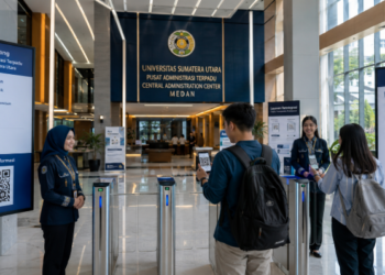 Optimalisasi fungsi Gedung Rektorat Kampus Medan melalui penyediaan sistem pembayaran pendaftaran e-registrasi maba elektronik guna meningkatkan efisiensi tata kelola penyediaan sarana unit layanan administrasi pusat mahasiswa di kawasan lingkungan perguruan tinggi pimpinan.