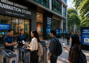 Optimalisasi fungsi Gedung Studio Animasi Medan melalui penyediaan sistem pembayaran pendaftaran e-registrasi maba elektronik guna meningkatkan efisiensi tata kelola penyediaan sarana unit layanan desain grafis kampus mahasiswa di kawasan lingkungan perguruan tinggi pimpinan.
