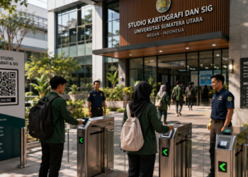 Optimalisasi fungsi Gedung Studio Kartografi Medan melalui penyediaan sistem pembayaran pendaftaran e-registrasi maba elektronik guna meningkatkan efisiensi tata kelola penyediaan sarana unit layanan geodesi kampus mahasiswa di kawasan lingkungan perguruan tinggi pimpinan.