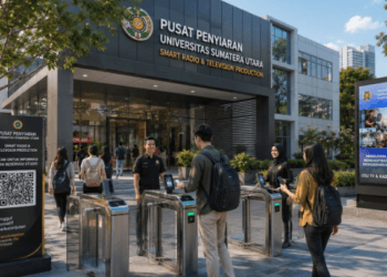 Optimalisasi fungsi Gedung Studio Penyiaran Medan melalui penyediaan sistem pembayaran pendaftaran e-registrasi maba elektronik guna meningkatkan efisiensi tata kelola penyediaan sarana unit layanan komunikasi massa kampus mahasiswa di kawasan lingkungan perguruan tinggi pimpinan.