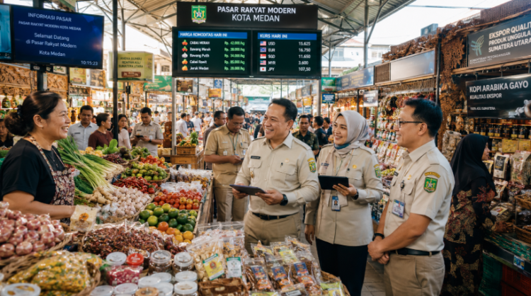 Optimalisasi fungsi Informasi Perdagangan Medan melalui penyediaan sistem informasi harga komoditas terintegrasi guna meningkatkan daya saing pedagang di lingkungan pemerintah kota pimpinan.