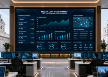 Dashboard monitoring digital yang menampilkan data real-time mengenai Kinerja Organisasi Medan untuk memastikan seluruh target program pembangunan tercapai tepat waktu.