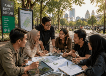 Penguatan ekosistem Komunitas Medan 2026 melalui penyediaan ruang terbuka hijau sebagai tempat berkumpul dan bertukar ide bagi pegiat kreatif di Kota Medan pimpinan.