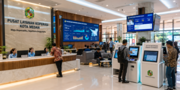 Dashboard interaktif Koperasi UMKM Medan yang menampilkan sistem pendataan usaha real-time untuk mendukung efisiensi layanan bagi pelaku ekonomi di kota Medan.