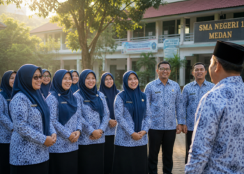 Cerminan Kultur Guru Medan yang mengedepankan kebersamaan dan kedisiplinan dalam menciptakan lingkungan sekolah yang kondusif pimpinan.