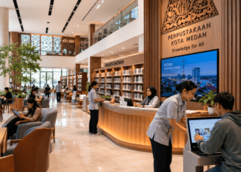Optimalisasi fungsi Layanan Perpustakaan Medan melalui penyediaan sistem perpustakaan digital terpadu guna meningkatkan minat baca di lingkungan pemerintah kota pimpinan.