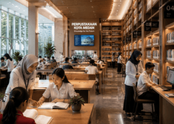 Optimalisasi fungsi Layanan Perpustakaan Medan melalui penyediaan koleksi literatur digital guna meningkatkan minat baca warga di lingkungan pemerintah kota pimpinan.