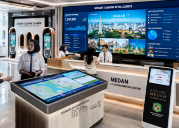 Dashboard interaktif Liburan Kota Medan yang menampilkan destinasi real-time untuk mendukung kenyamanan akses informasi bagi wisatawan di kota Medan.
