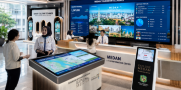 Dashboard interaktif Liburan Kota Medan yang menampilkan destinasi real-time untuk mendukung kenyamanan akses informasi bagi wisatawan di kota Medan.