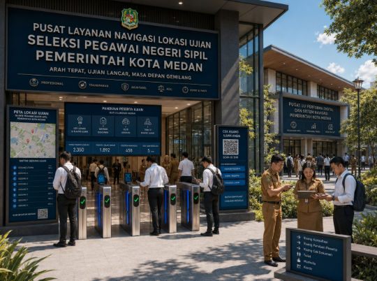 Optimalisasi fungsi Lokasi CPNS Pemko Medan melalui penyediaan sistem pembayaran pendaftaran e-registrasi maba elektronik guna meningkatkan efisiensi tata kelola penyediaan sarana unit layanan distribusi peta koordinat ruang ujian berbasis komputer kampus mahasiswa di kawasan lingkungan instansi daerah pimpinan.
