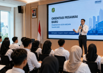 Pelaksanaan pelatihan dasar selama Masa Prajabatan Medan guna membentuk karakter abdi negara yang profesional dan berintegritas sesuai nilai dasar ASN pimpinan.
