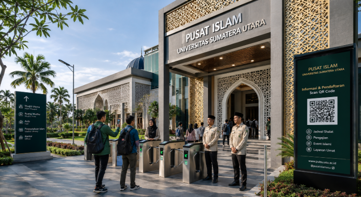 Optimalisasi fungsi Masjid Kampus Medan melalui penyediaan sistem pembayaran pendaftaran e-registrasi maba elektronik guna meningkatkan efisiensi tata kelola penyediaan sarana unit layanan ibadah publik mahasiswa higienis di kawasan lingkungan perguruan tinggi pimpinan.