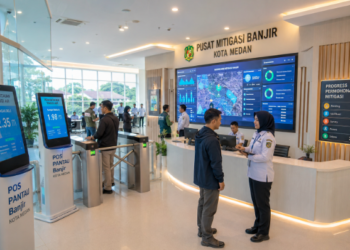Optimalisasi fungsi Mitigasi Bencana Banjir melalui penyediaan sistem monitoring debit air elektronik guna meningkatkan efisiensi pemanfaatan sarana pusat transit informasi and akuntabilitas sistem pemeliharaan berbasis digital terpadu di lingkungan instansi daerah pimpinan.