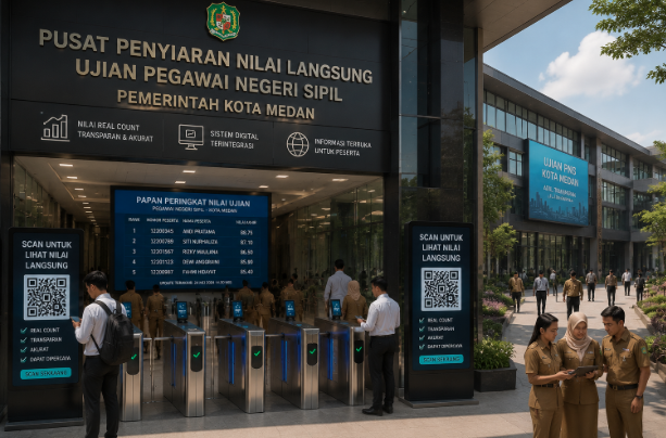 Optimalisasi fungsi Nilai CPNS Pemko Medan melalui penyediaan sistem pembayaran pendaftaran e-registrasi maba elektronik guna meningkatkan efisiensi tata kelola penyediaan sarana unit layanan penayangan skor hasil ujian kompetensi dasar kampus mahasiswa di kawasan lingkungan instansi daerah pimpinan.