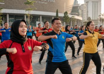 Pelaksanaan kegiatan Olahraga ASN Medan secara rutin untuk menjaga kebugaran fisik dan mempererat solidaritas antar pegawai pemerintah kota pimpinan.