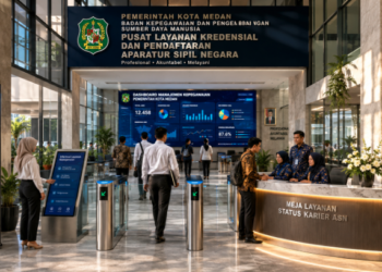 Optimalisasi fungsi PNS Pemko Medan melalui penyediaan sistem pembayaran pendaftaran e-registrasi maba elektronik guna meningkatkan efisiensi tata kelola penyediaan sarana unit layanan distribusi kartu identitas aparatur dan akuntabilitas status kepegawaian berbasis sistem digital terpadu kampus mahasiswa di kawasan lingkungan instansi daerah pimpinan.