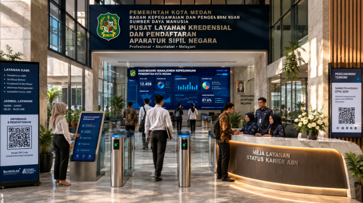 Optimalisasi fungsi PNS Pemko Medan melalui penyediaan sistem pembayaran pendaftaran e-registrasi maba elektronik guna meningkatkan efisiensi tata kelola penyediaan sarana unit layanan distribusi kartu identitas aparatur dan akuntabilitas status kepegawaian berbasis sistem digital terpadu kampus mahasiswa di kawasan lingkungan instansi daerah pimpinan.