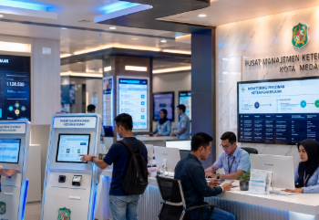 Dashboard interaktif Panduan Izin Kerja Medan yang menampilkan sistem pemantauan data pekerja real-time untuk mendukung efisiensi tenaga kerja kota Medan.