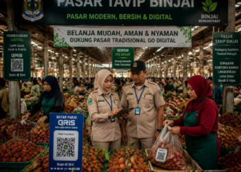 Optimalisasi fungsi Pasar Tradisional Binjai melalui penyediaan sistem pembayaran retribusi kios elektronik guna meningkatkan efisiensi tata kelola transaksi komoditas lokal di lingkungan pemerintah wilayah pimpinan.